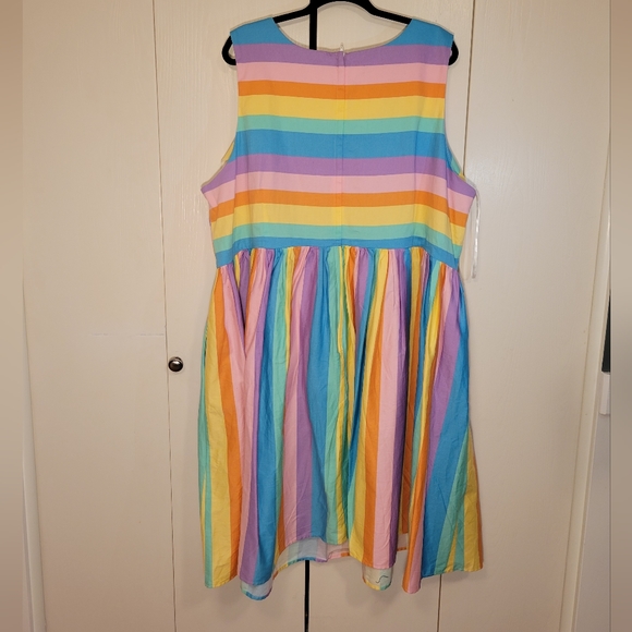 Collectif x Modcloth - Pastel Rainbow Pin-up Dress UK 30 - Picture 3 of 6